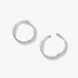 14K Solid Gold Pave Setting Hinged Hoop Earrings