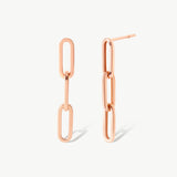 14K Solid Gold Paperclip Dangling Stud Earrings