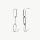 14K Solid Gold Paperclip Dangling Stud Earrings