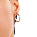 14K Solid Gold Double Hoops: Intertwined Large Statement Earrings