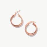 14K Solid Gold Double Hoops: Intertwined Large Statement Earrings