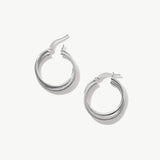 14K Solid Gold Double Hoops: Intertwined Large Statement Earrings