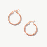 14K Solid Gold Textured Hoop Earrings: Small, Medium and Large Earrings