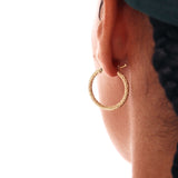 14K Solid Gold Textured Hoop Earrings: Small, Medium and Large Earrings