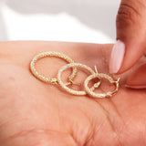 14K Solid Gold Textured Hoop Earrings: Small, Medium and Large Earrings