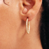 14K Solid Gold Textured Hoop Earrings: Small, Medium and Large Earrings