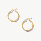 14K Solid Gold Textured Hoop Earrings: Small, Medium and Large Earrings