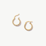 14K Solid Gold Textured Hoop Earrings: Small, Medium and Large Earrings