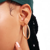 14K Solid Gold Oversized Hoops: Chunky Large Hoop Earrings