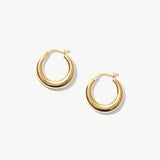 14K Solid Gold Moon Hoops