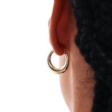 14K Solid Gold Moon Hoops