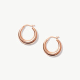 14K Solid Gold Moon Hoops