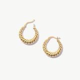 14K Solid Gold Croissant Hoop Earrings