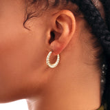 14K Solid Gold Croissant Hoop Earrings