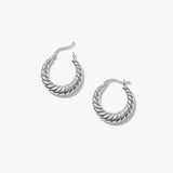 14K Solid Gold Croissant Hoop Earrings