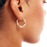 14K Solid Gold Octagon Hoops: Geometric Earrings