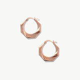14K Solid Gold Octagon Hoops: Geometric Earrings
