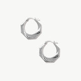 14K Solid Gold Octagon Hoops: Geometric Earrings