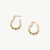 14K Solid Gold Huggie Hoops: Geometric Earrings