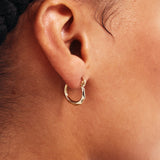 14K Solid Gold Huggie Hoops: Geometric Earrings