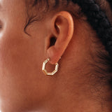 14K Solid Gold Octagon Hoops, Chunky Geometric Earrings