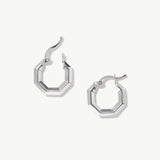 14K Solid Gold Octagon Hoops, Chunky Geometric Earrings