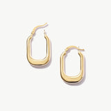 14K Solid Gold Rectangle Hoop Earrings: Modern Statement Jewelry