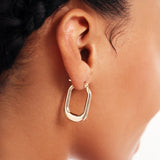 14K Solid Gold Rectangle Hoop Earrings: Modern Statement Jewelry