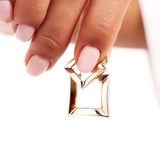 14K Solid Gold Square Hoop Earrings: Chunky Geometric Hoops
