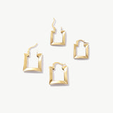 14K Solid Gold Square Hoop Earrings: Chunky Geometric Hoops