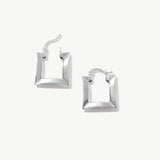 14K Solid Gold Square Hoop Earrings: Chunky Geometric Hoops