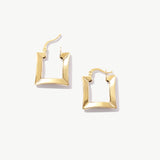 14K Solid Gold Square Hoop Earrings: Chunky Geometric Hoops