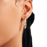 14K Solid Gold Twisted Hoop Earrings
