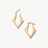 14K Solid Gold Triangle Hoops, Modern Geometric Earrings