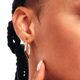 14K Solid Gold Triangle Hoops, Modern Geometric Earrings