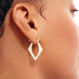 14K Solid Gold Triangle Hoops, Modern Geometric Earrings