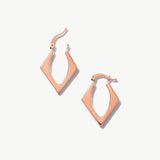 14K Solid Gold Triangle Hoops, Modern Geometric Earrings