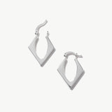 14K Solid Gold Triangle Hoops, Modern Geometric Earrings