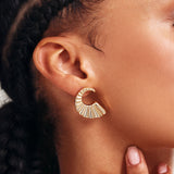 14K Solid Gold Sea Shell Studs, Statement Earrings
