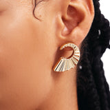 14K Solid Gold Sea Shell Studs, Statement Earrings