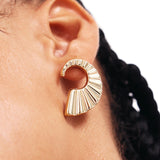 14K Solid Gold Sea Shell Studs, Statement Earrings