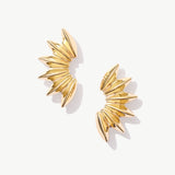 14K Real Solid Gold Seashell Statement Earrings