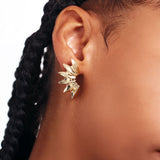 14K Real Solid Gold Seashell Statement Earrings