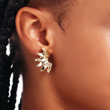 14K Real Solid Gold Seashell Statement Earrings