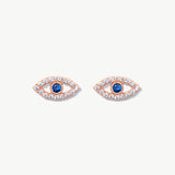 14K Solid Gold Evil Eye Studs - Protective Earrings