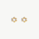 14K Solid Gold Diamond Star Studs: Dainty Celestial Earrings