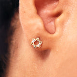 14K Solid Gold Diamond Star Studs: Dainty Celestial Earrings