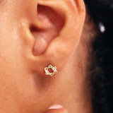 14K Solid Gold Diamond Star Studs: Dainty Celestial Earrings