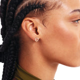 14K Solid Gold Diamond Circle Studs, Delicate Small Earrings