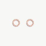 14K Solid Gold Diamond Circle Studs, Delicate Small Earrings